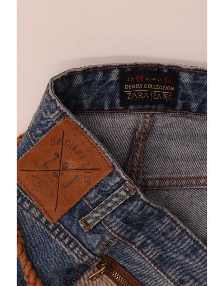 Zara Jean slim vieilli pour homme EU 44 Large W34 L32 Bleu Polyester