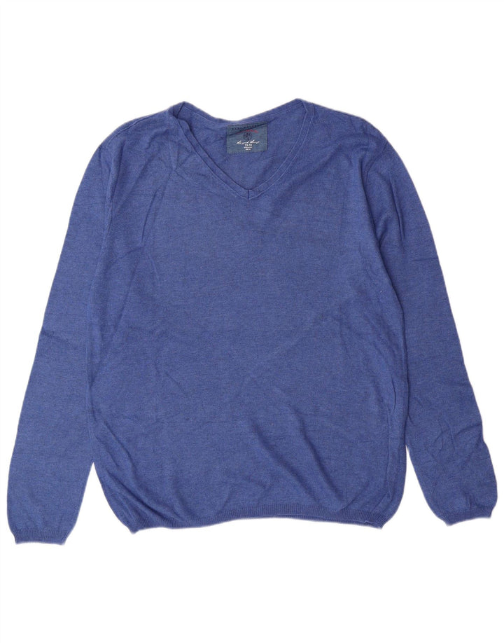 ZARA Pull col V pour garçon 13-14 ans Bleu Coton