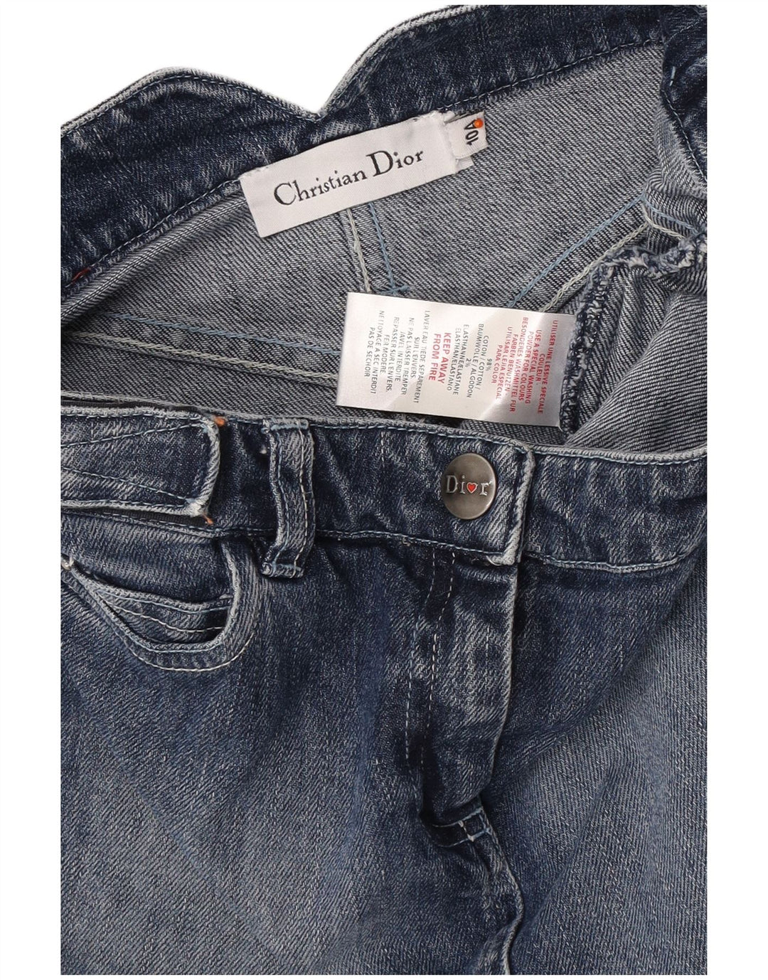 CHRISTIAN DIOR Mini jupe en jean fille 9-10 ans W25 coton fleuri bleu