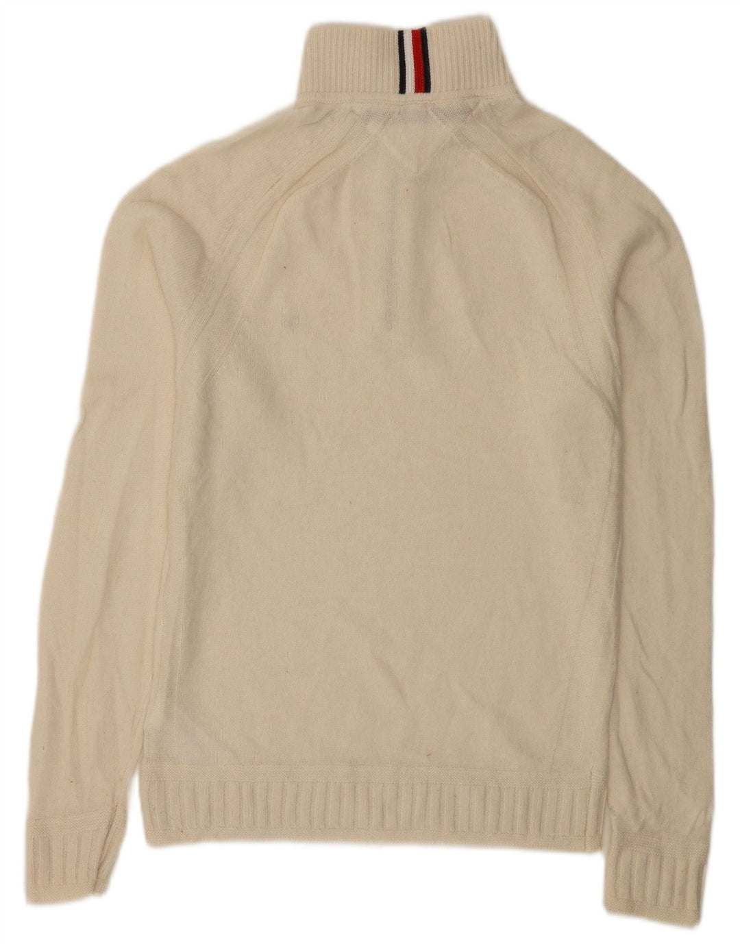 Tommy Hilfiger Pull à col zippé pour homme en laine blanc cassé
