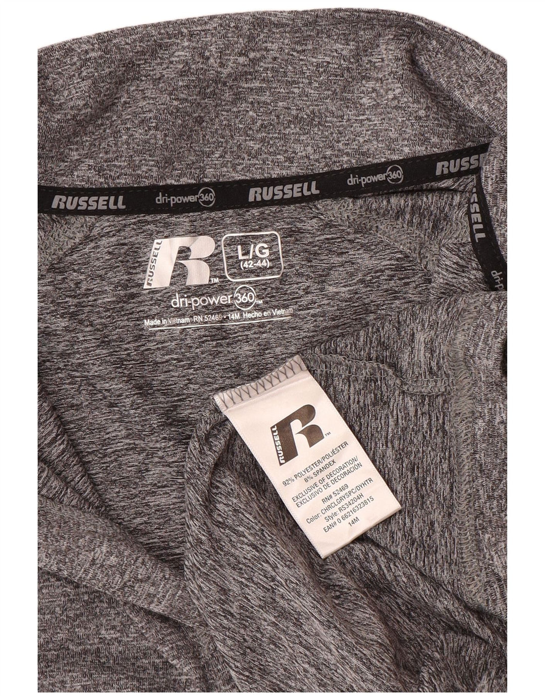 RUSSELL ATHLETIC Haut de survêtement Dri-Power pour homme UK 42/44 Large Gris