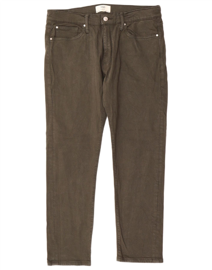 Marks & Spencer Jean Slim Homme W34 L29 Kaki Coton