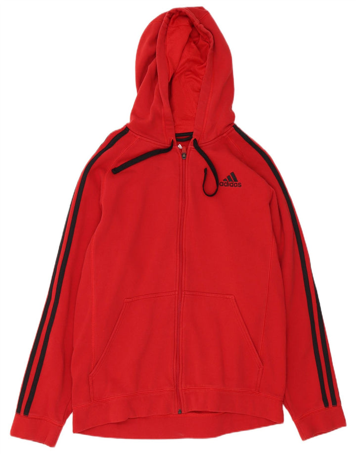 Adidas Pull à capuche zippé pour homme en coton rouge moyen