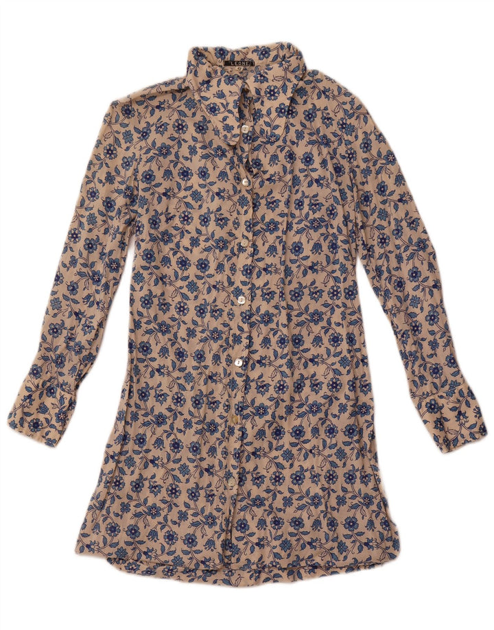 LEONE Femme Robe Chemise IT 42 Moyen Blanc Cassé Floral