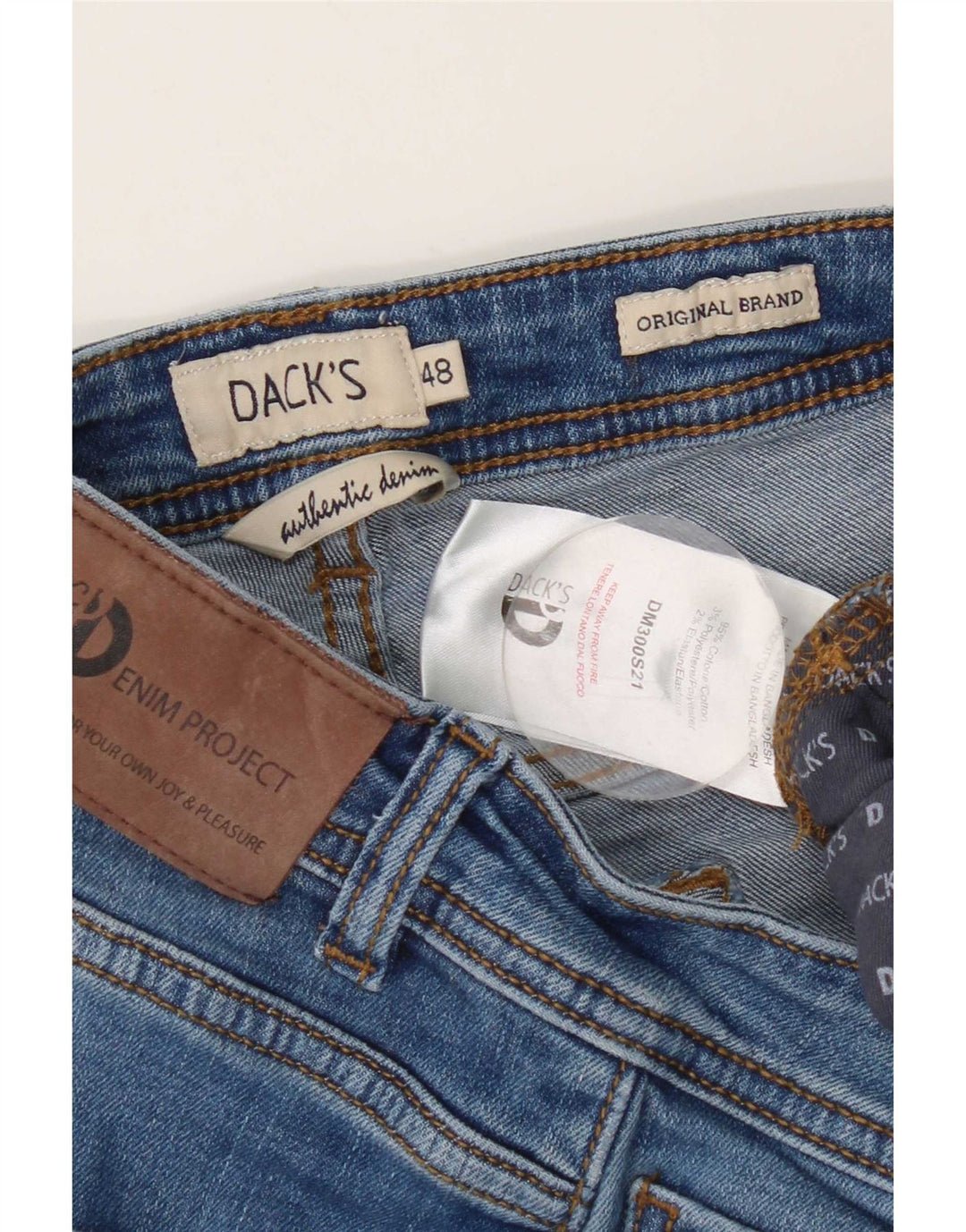 Dack's Jean Slim Homme IT 48 Medium W32 L27 Bleu Coton