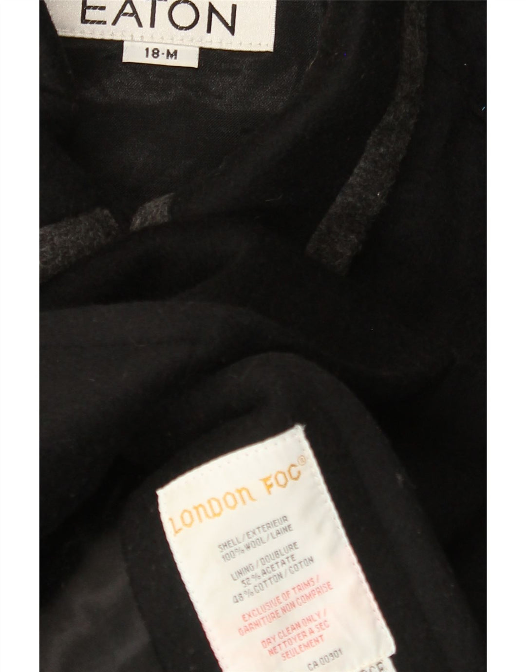 LONDON FOG Pardessus Femme US 18 2XL Laine Noire
