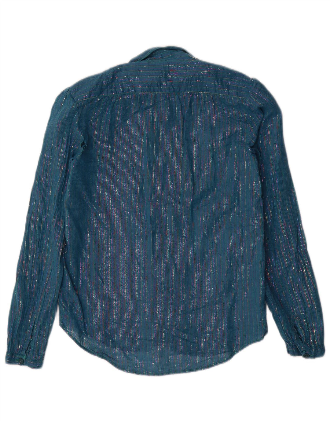 Chemise femme vintage IT 46 Grand Bleu Rayé Métallisé