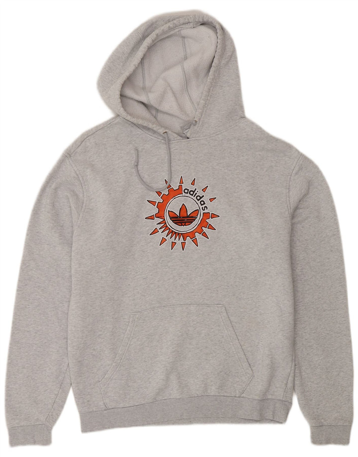 Adidas Pull à capuche graphique pour homme en coton gris moyen
