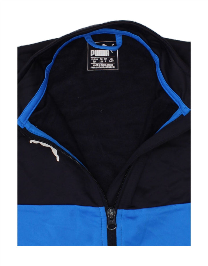 PUMA Boys Tracksuit Top Jacket 7-8 Years Blue Colourblock Polyester Vintage Puma and Second-Hand Puma from Messina Hembry 
