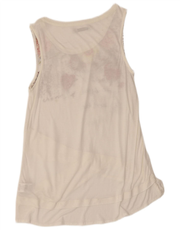 Desigual Tunique graphique pour femme UK 12 Medium White Floral Viscose