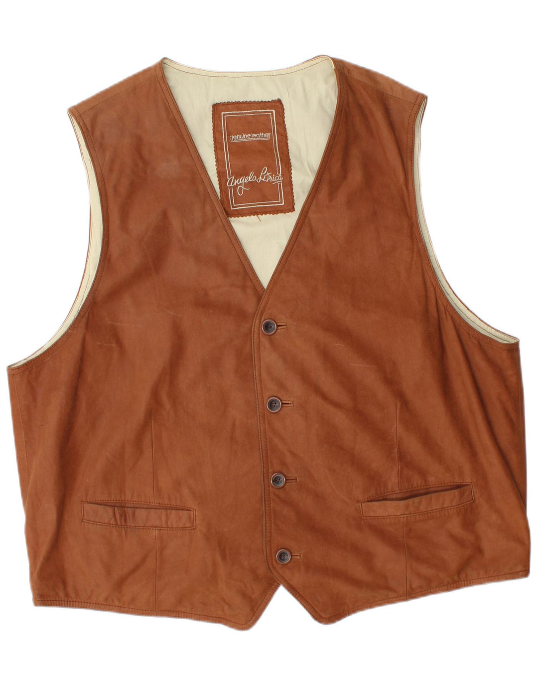 ANGELO LITRICO Gilet en cuir pour homme 2XL Cuir marron
