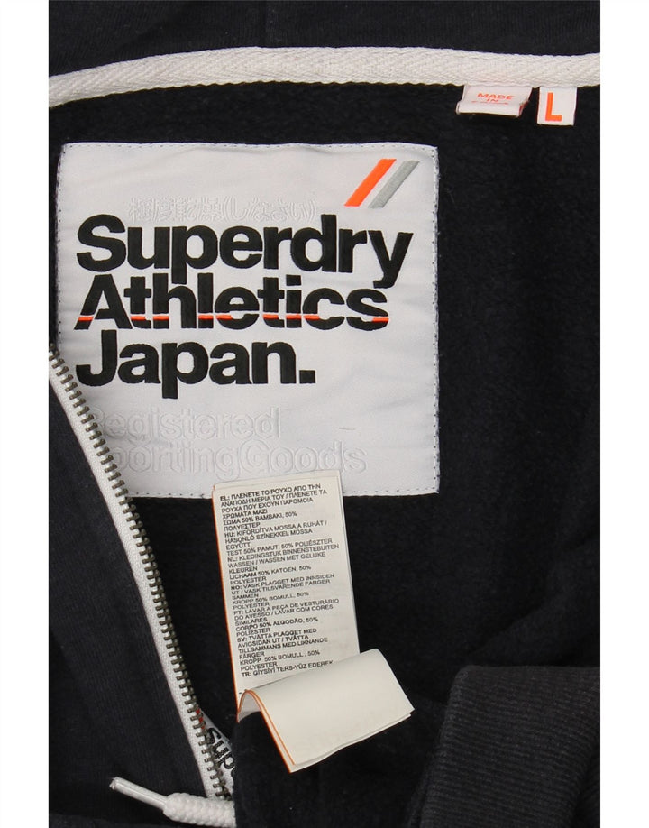 SUPERDRY Pull à capuche zippé pour hommes, grand coton bleu marine