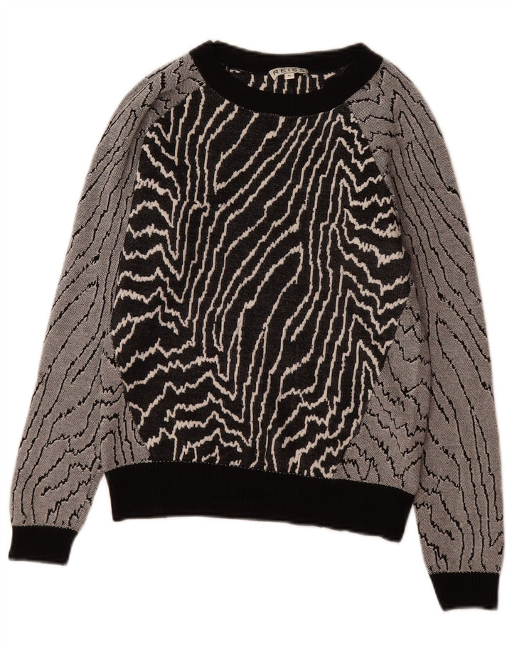 Reiss Sweat-shirt à motif abstrait pour femme UK 6 XS Noir Viscose