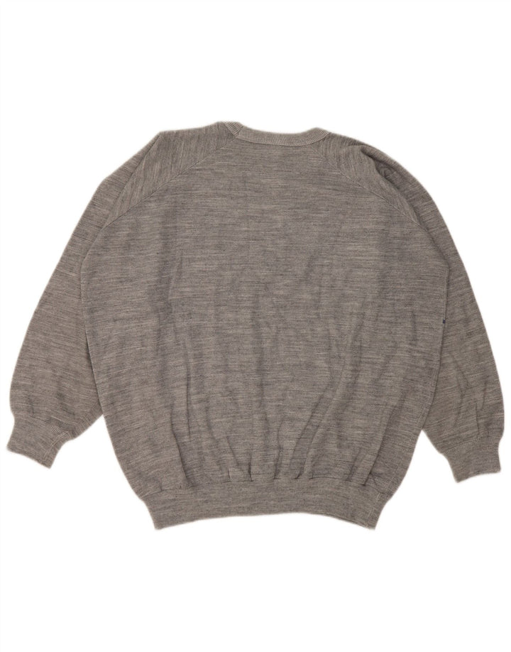 vintage Mens Graphic Sweatshirt Jumper Moyen Gris Moucheté Coton