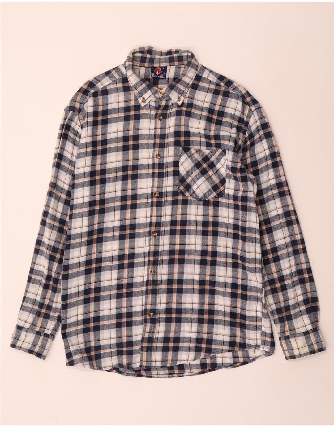 vintage Chemise en flanelle pour hommes Grand coton à carreaux bleu marine