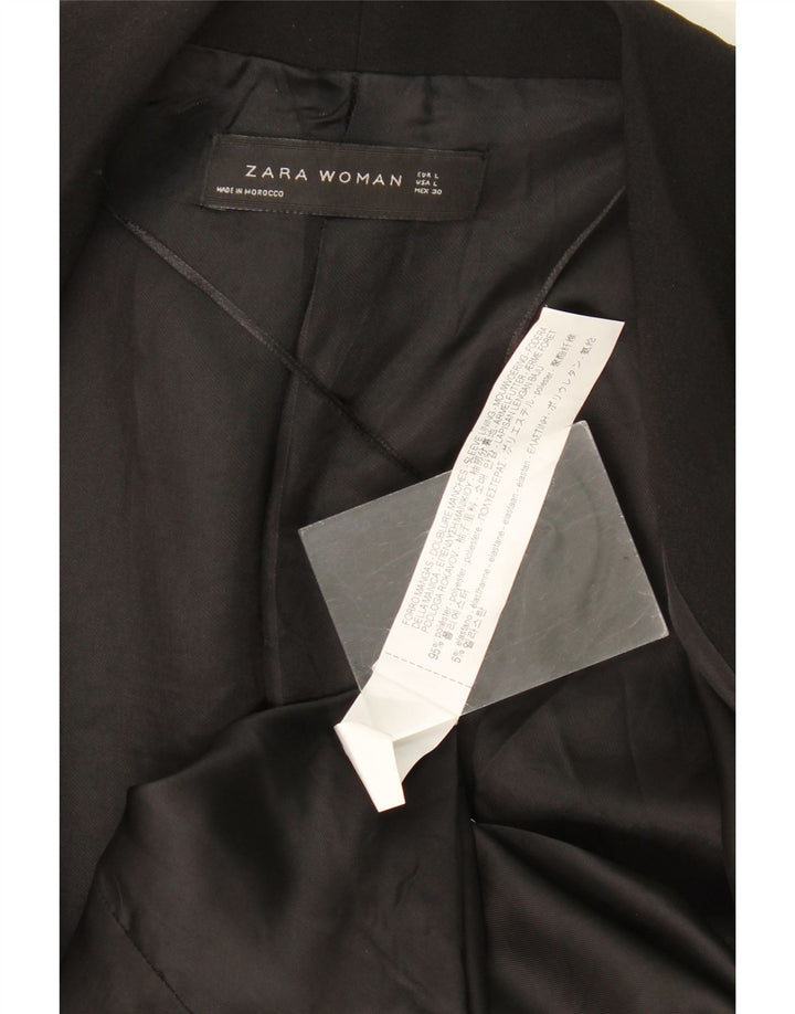 Zara Veste blazer ouverte à manches 3/4 pour femme UK 14 Large Noir Polyester