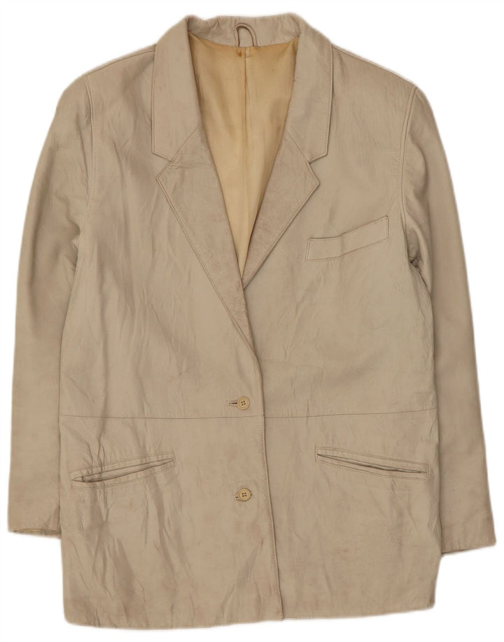 Marcos Veste blazer en cuir à 2 boutons pour femme IT 44 Cuir beige moyen