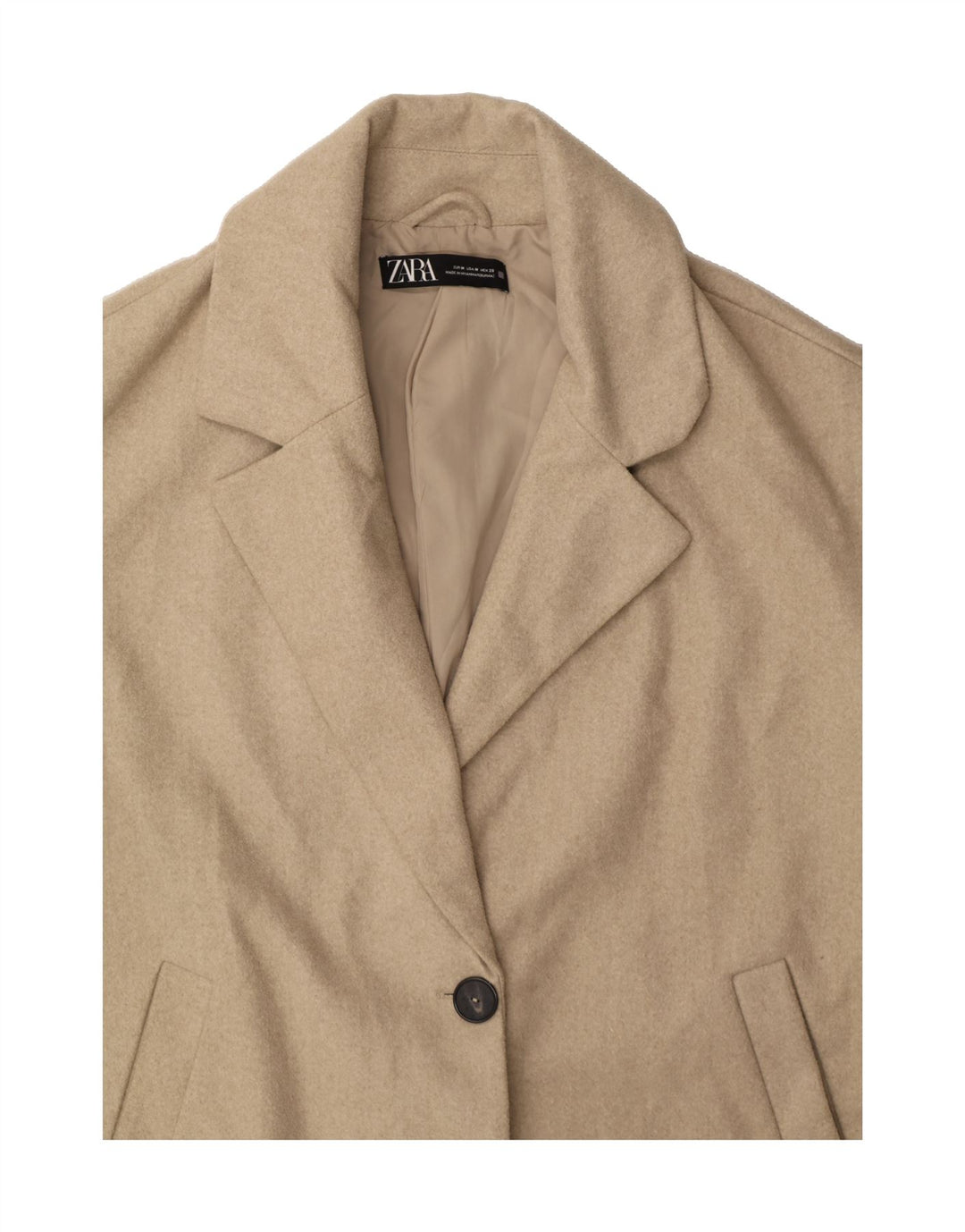 ZARA Womens Overcoat UK 14 Medium Beige Polyester Vintage Zara and Second-Hand Zara from Messina Hembry 