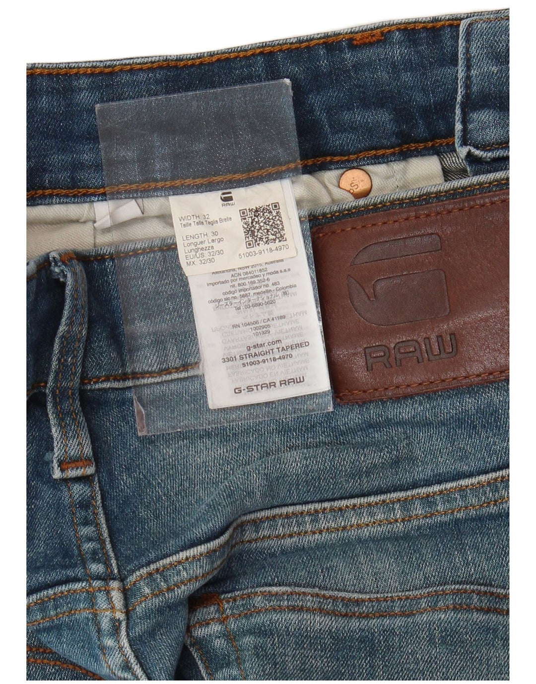 G-STAR Jean Slim Fuselé 3301 Homme W32 L30 Bleu Coton