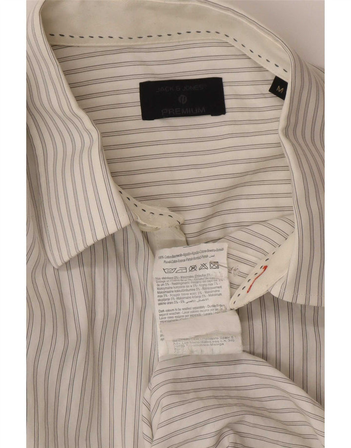 Jack & Jones Chemise Homme En Coton À Fines Rayures Blanc Moyen