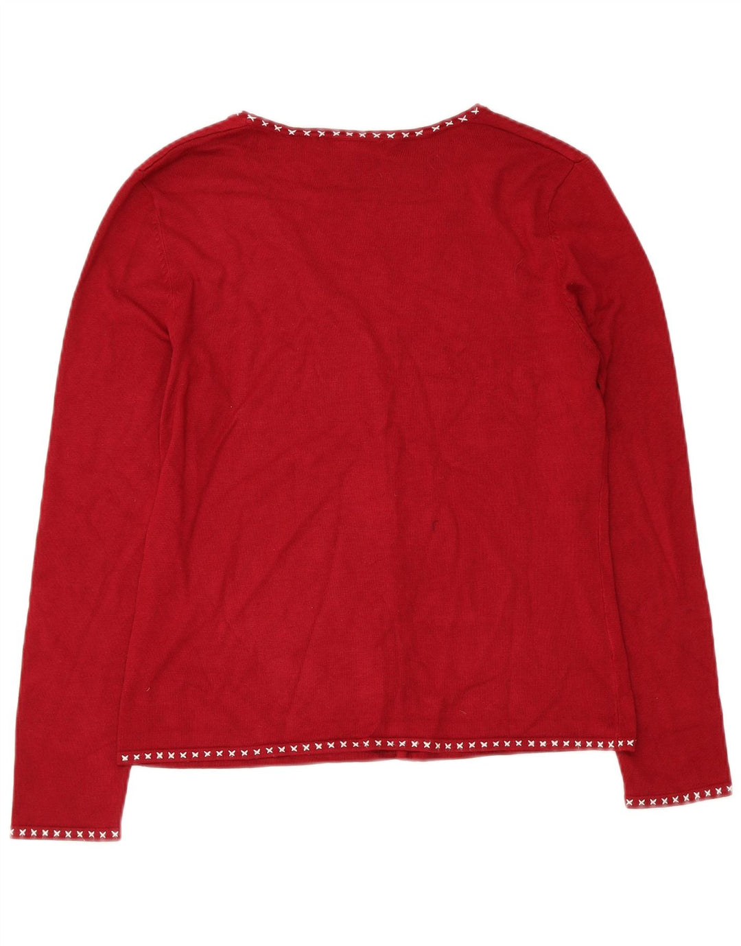 LAURA ASHLEY Pull Cardigan Femme UK 14 Viscose Rouge Moyen