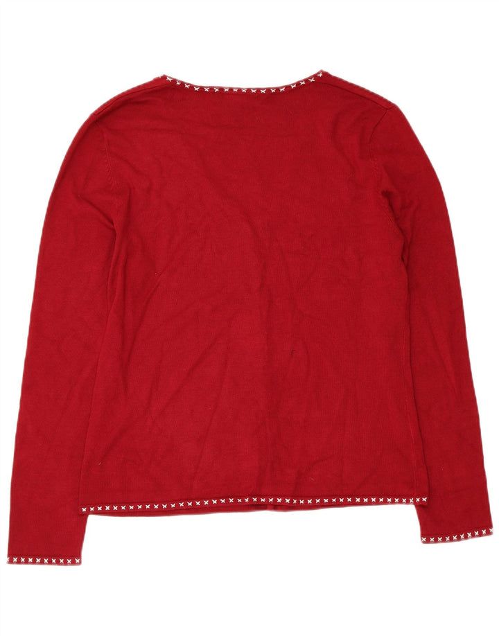 LAURA ASHLEY Pull Cardigan Femme UK 14 Viscose Rouge Moyen