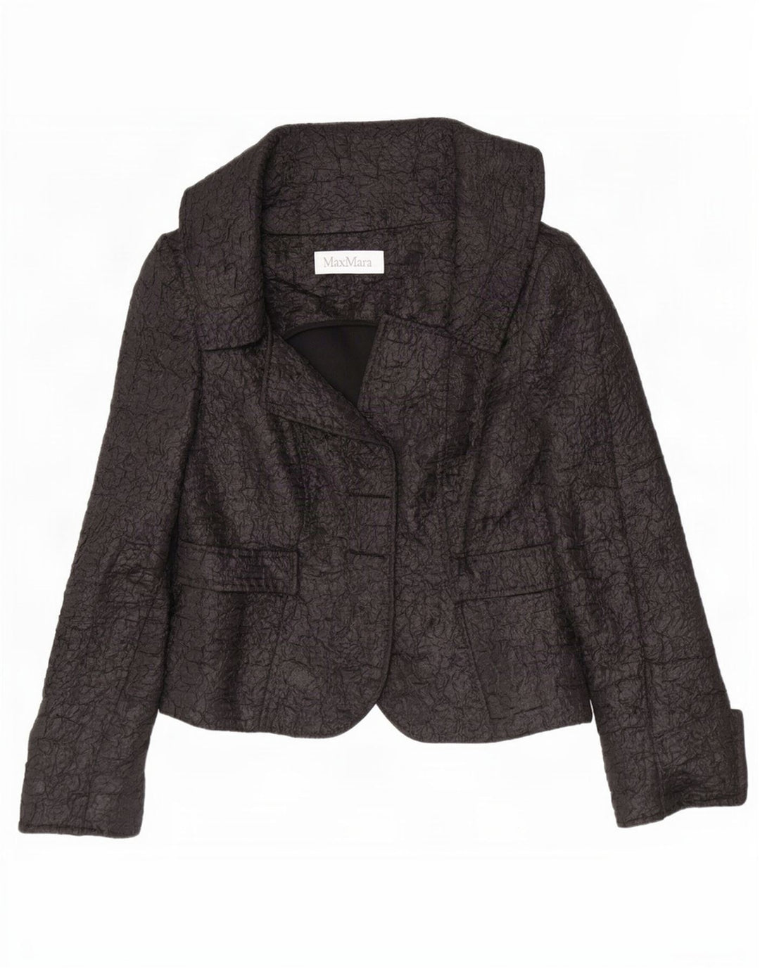 Max Mara Veste blazer courte ouverte pour femme UK 12 Noir moyen Polyester