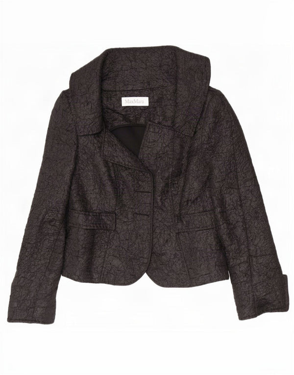 Max Mara Veste blazer courte ouverte pour femme UK 12 Noir moyen Polyester