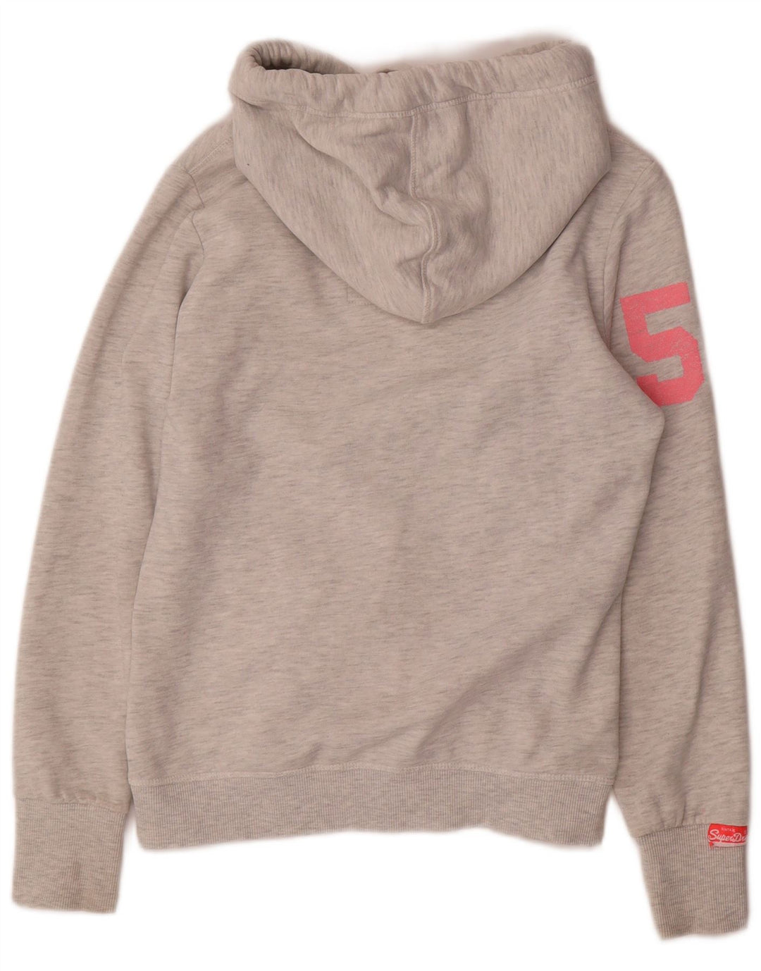 SUPERDRY Pull à capuche graphique pour femme UK 10 Small Gris Coton