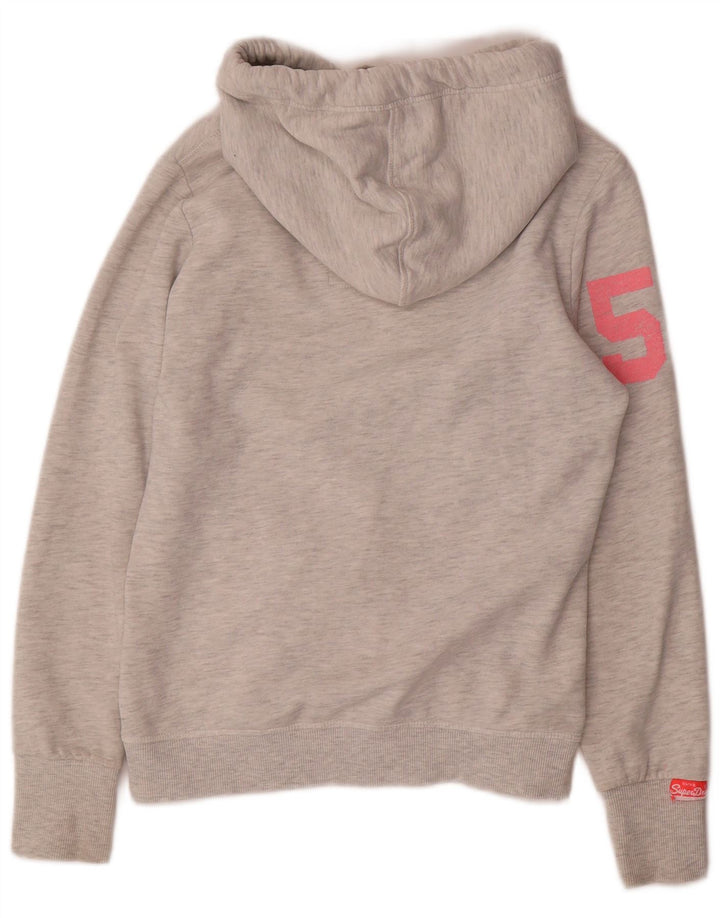 SUPERDRY Pull à capuche graphique pour femme UK 10 Small Gris Coton