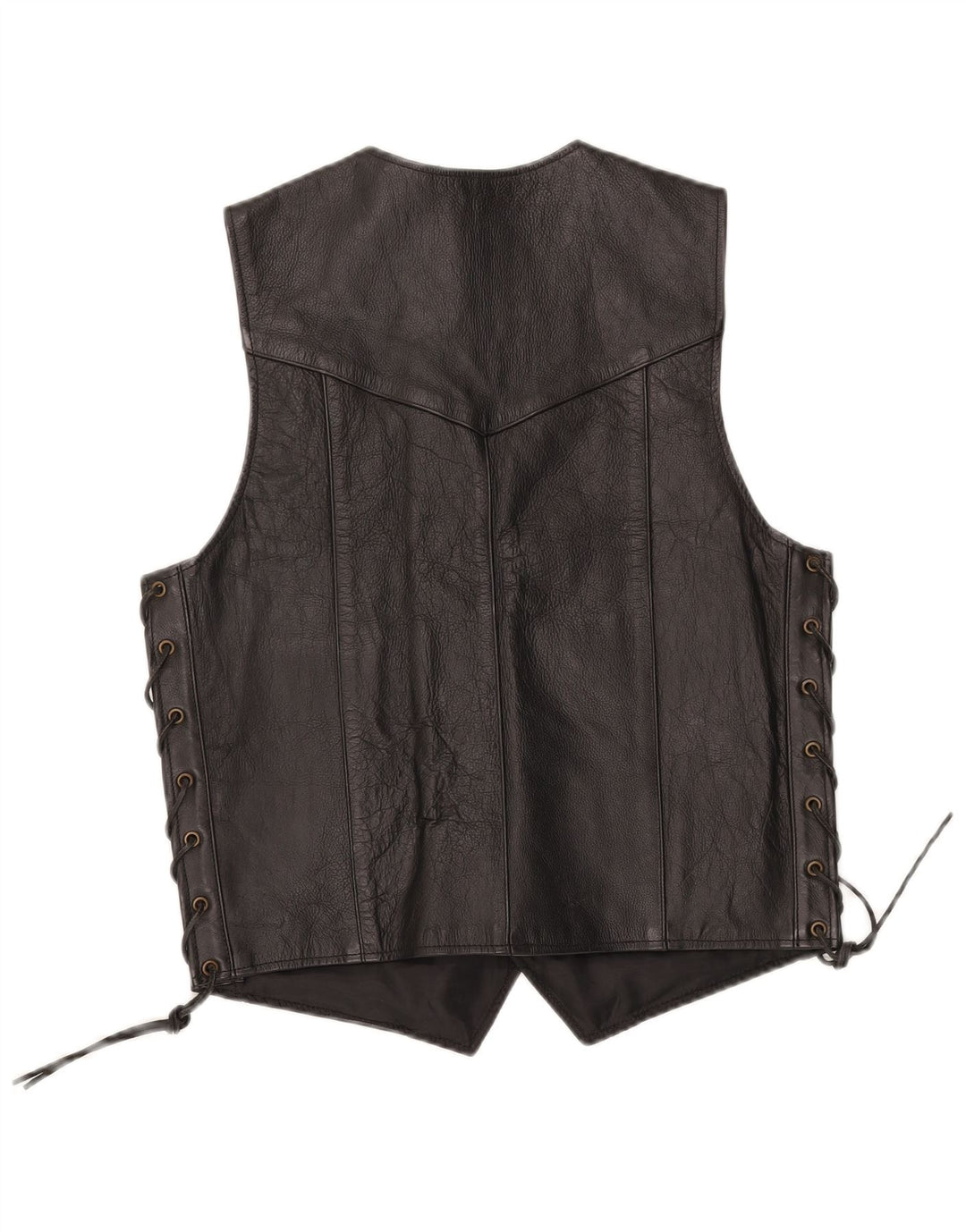 JTS Gilet de motard en cuir pour homme, petit, noir