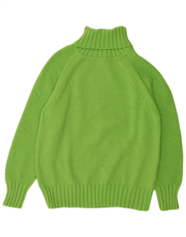 vintage Femmes Oversize Roll Neck Jumper Pull UK 10 Petit Vert