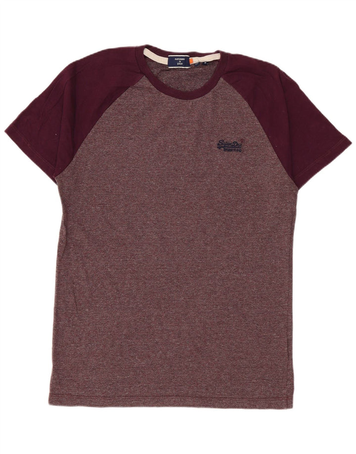 Superdry T-shirt en coton moucheté bordeaux moyen pour homme