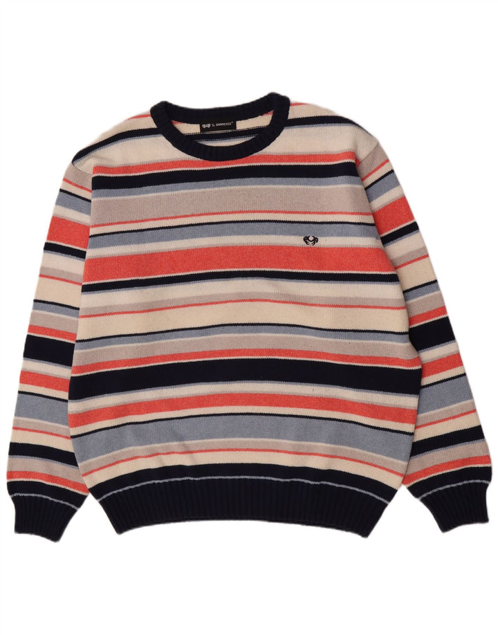 Il Granchio Pull Col Rond Homme Large Rayé Multicolore