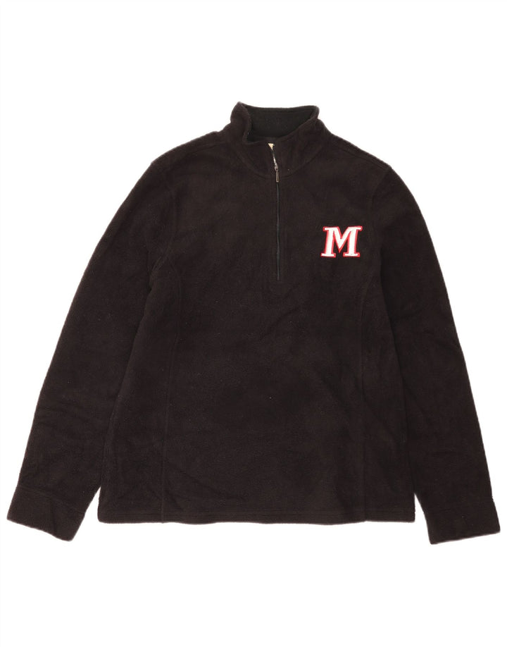 L.L.Bean Pull polaire à col zippé pour femme UK 10 Petit Noir Polyester
