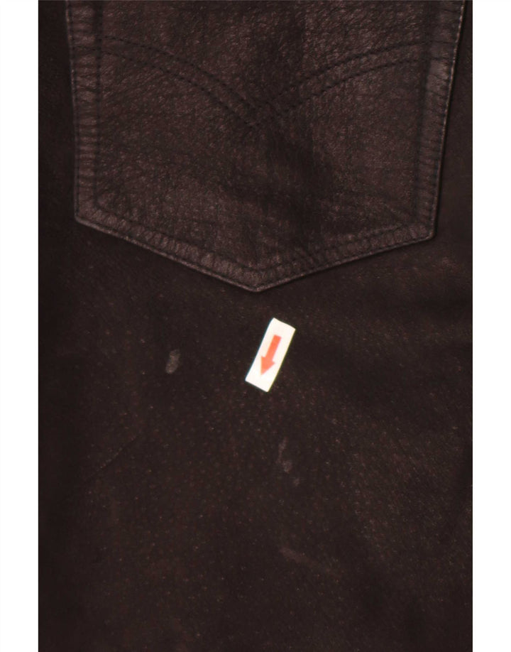 Pantalon droit en cuir Vintage pour hommes W30 L32 noir