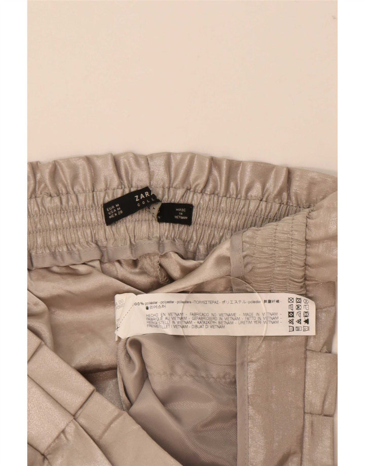 Zara Pantalon Capri Taille Haute Femme Moyen W28 L21 Beige Polyester