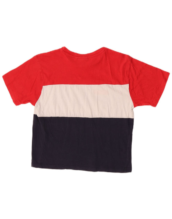 Fila Womens Crop Graphic T-Shirt Top UK 10 Small Rouge Colorblock