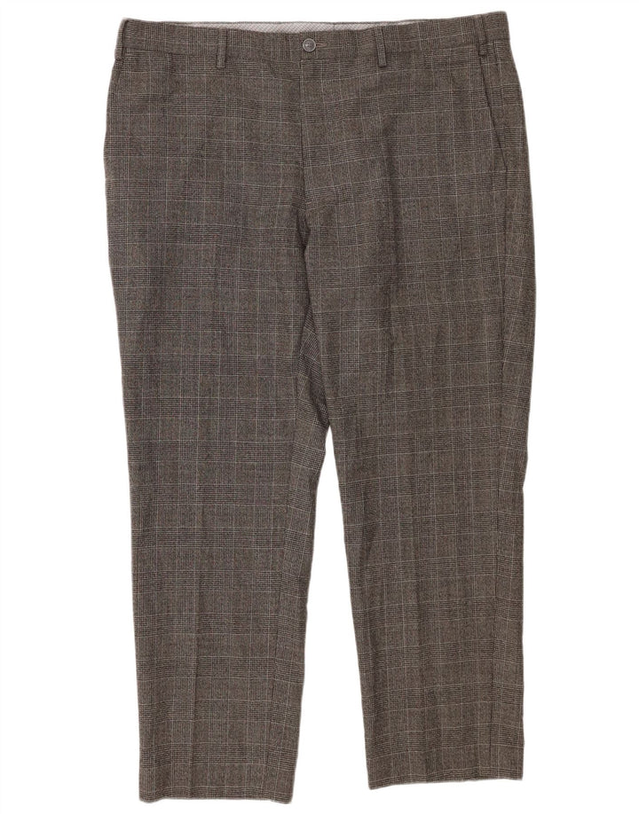 Marks & Spencer Pantalon de costume droit coupe droite pour homme W40 L29 Gris à carreaux