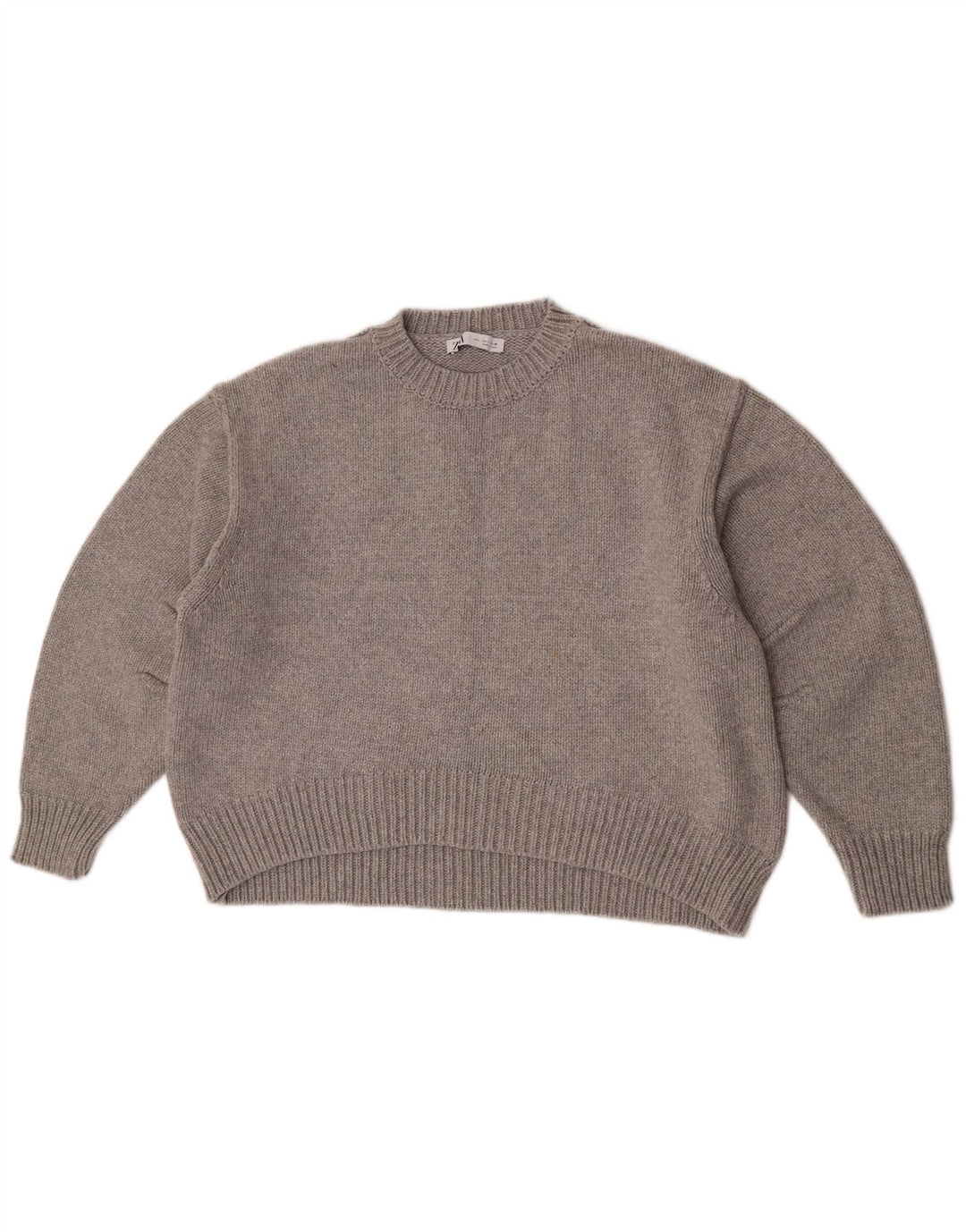 Zara Pull ras du cou pour femme UK 16 Large Gris Polyamide