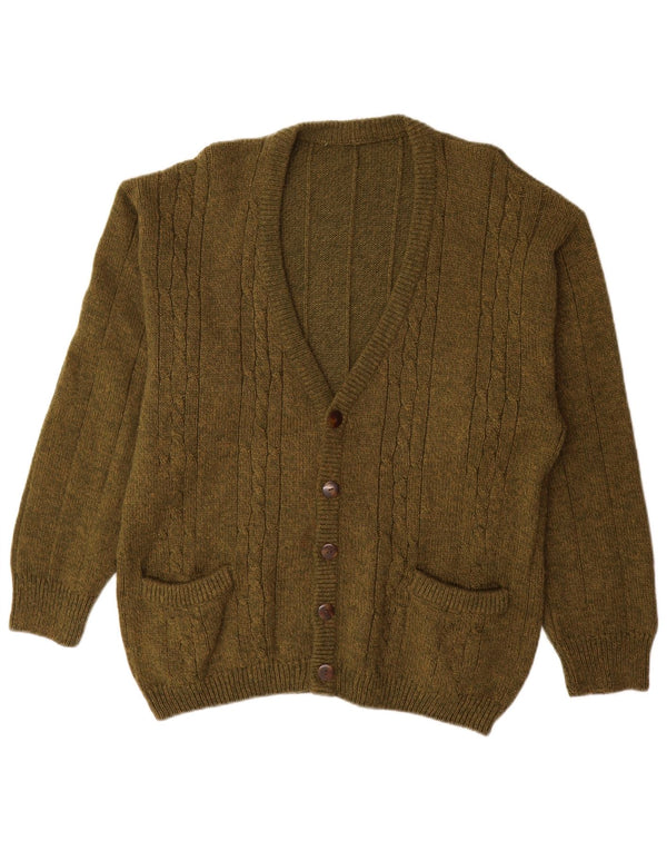 VINTAGE Pull Cardigan Homme Grande Laine d’Alpaga Kaki