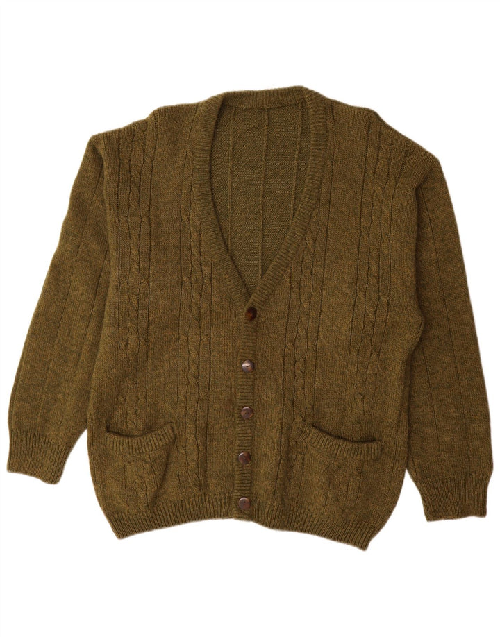 VINTAGE Pull Cardigan Homme Grande Laine d’Alpaga Kaki