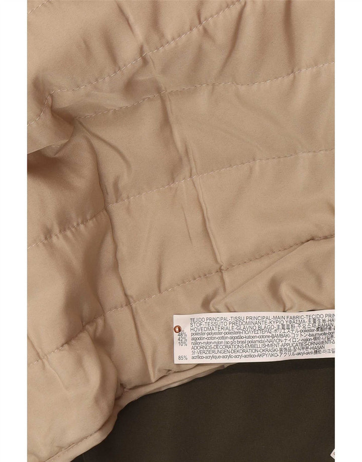 Zara Veste Parka surdimensionnée à capuche pour femme UK 10 Petit Kaki Polyester