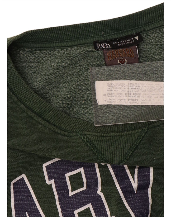 ZARA Femme Harvard Sweat-shirt graphique surdimensionné UK 14 Vert moyen
