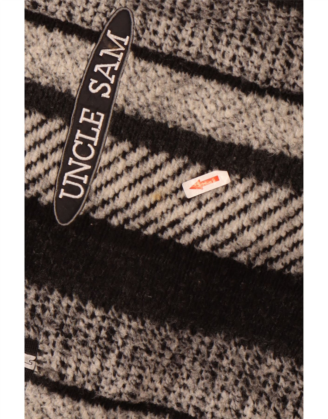Oncle Sam Pull à col zippé pour homme XL en polyester rayé noir