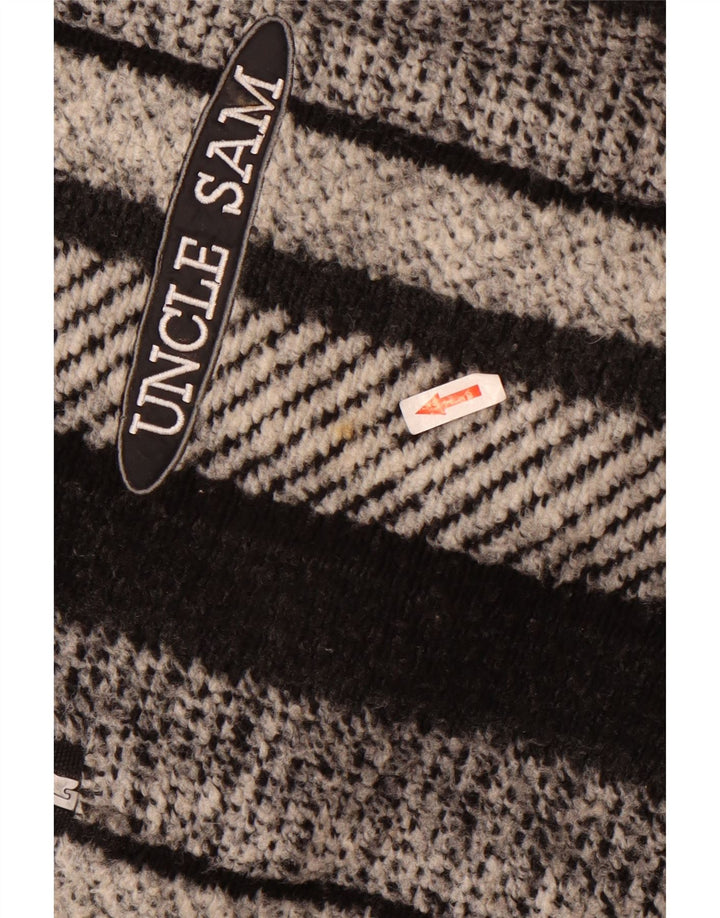 Oncle Sam Pull à col zippé pour homme XL en polyester rayé noir