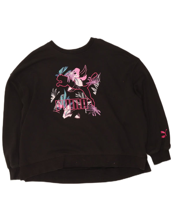 Puma Sweat-shirt surdimensionné graphique pour femme UK 16 Grand Noir Floral