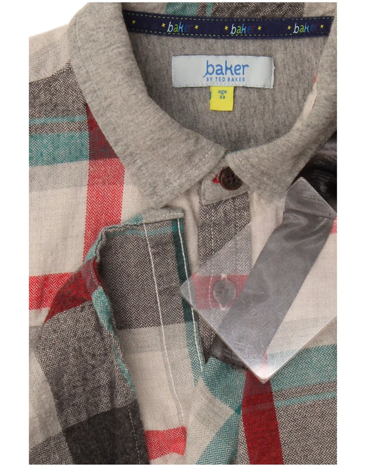 Ted Baker Chemise en flanelle pour garçon 12-13 ans Gris à carreaux en coton