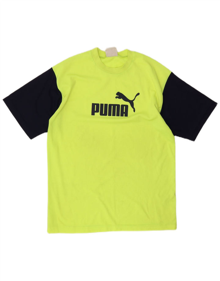 Puma T-Shirt Graphique Homme Large Jaune Colorblock Polyester