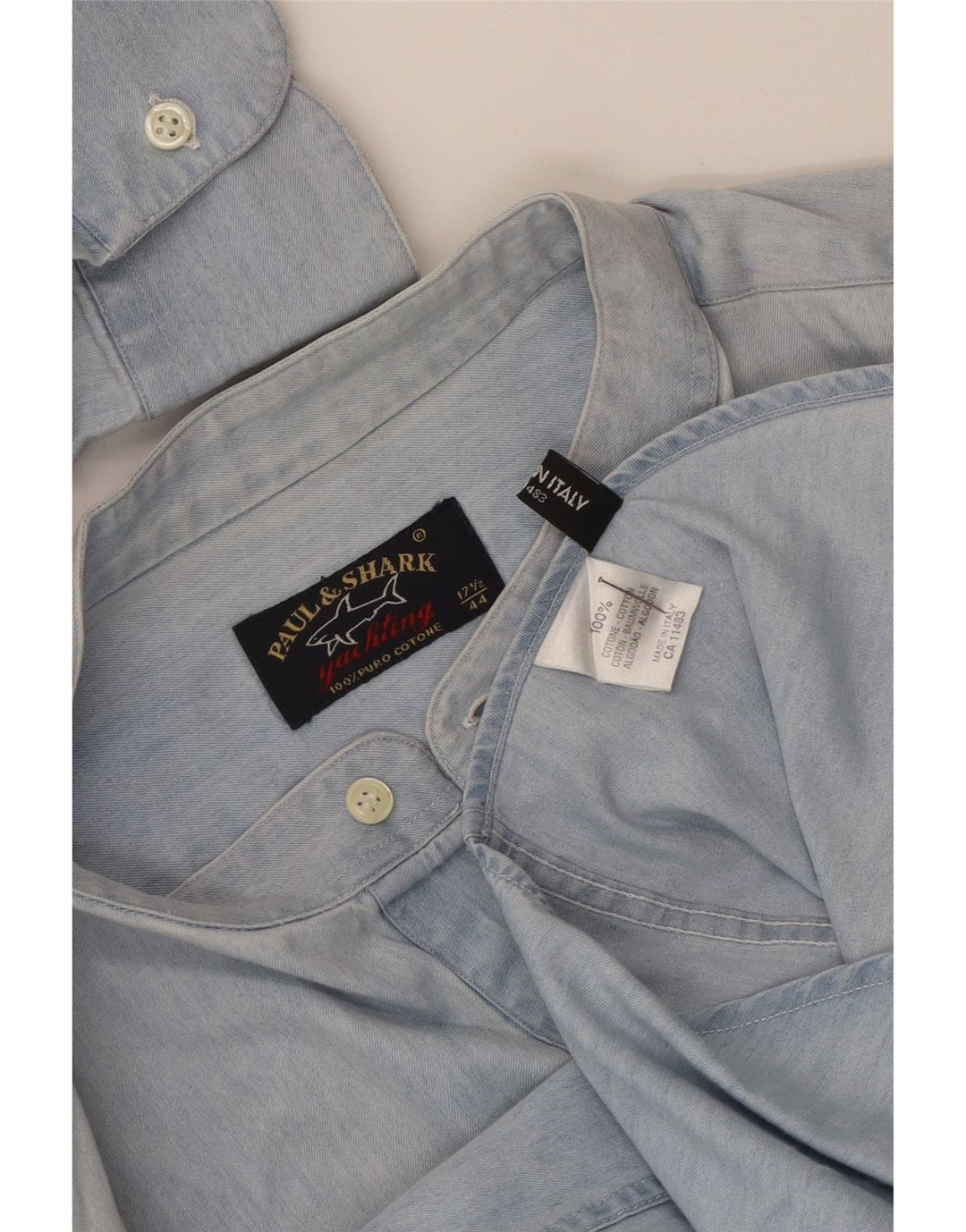 Paul & Shark Chemise pull homme taille 17 1/2 44 XL coton bleu
